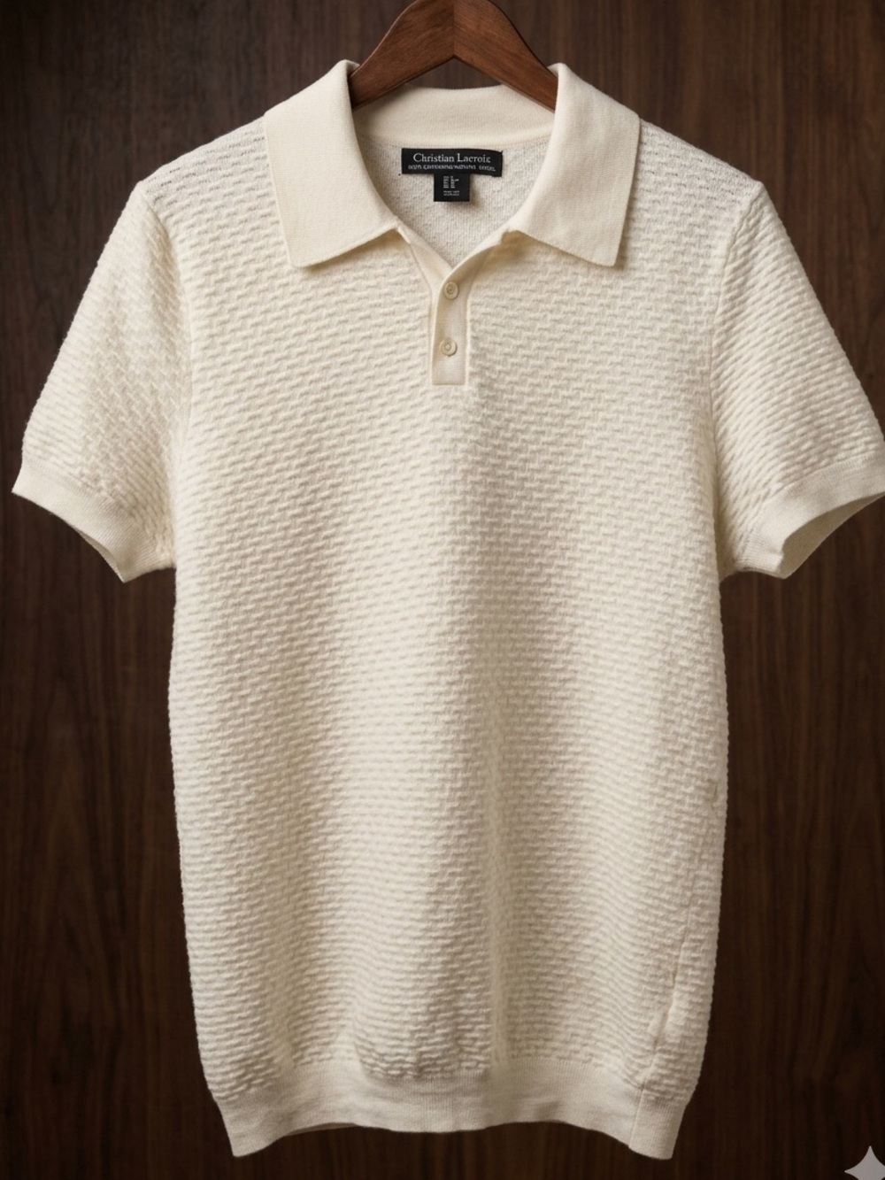 Christian Lacroix 100% Extra-Fine Merino Wool Polo Sweater Size M Textured Knit